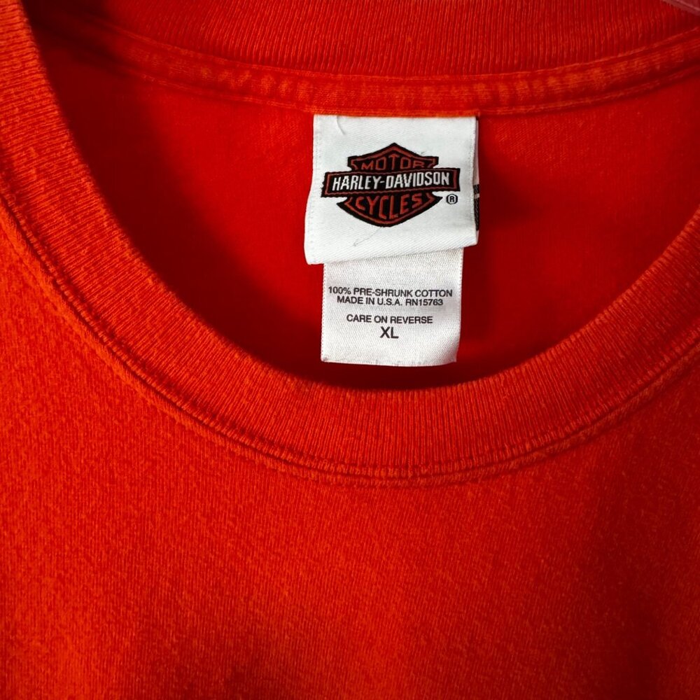 Harley-Davidson Orange Long Sleeve Graphic Shirt XL St. Louis MO Vintage - Picture 7 of 8